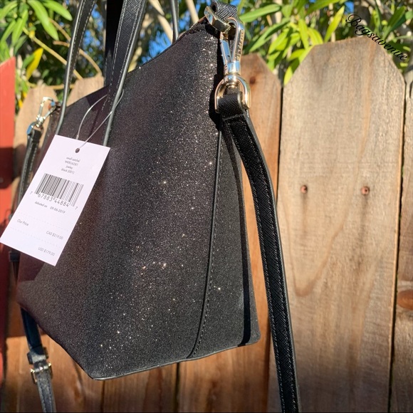 Kate spade NWT joeley glitter small black satchel - Picture 7 of 8